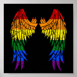 Poster LGBTQ LGBT Angel ailes colorées Rainbow Gay