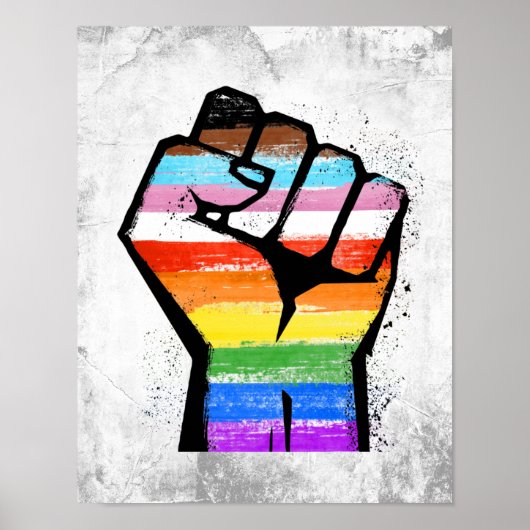 POSTER LGBTQ PROGRESS PRIDE FIST (Devant)