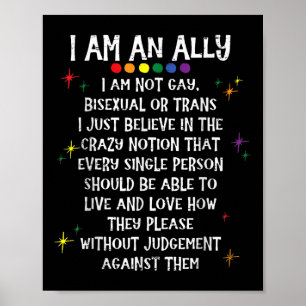 Poster Lgbtq Rétro Je suis un allié Je ne suis pas gay, b