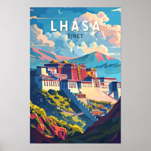 Poster Lhasa Tibet Voyage Art Vintage