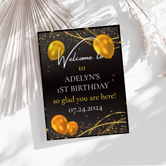 Poster "L'heure du premier anniversaire du bébé noir et o