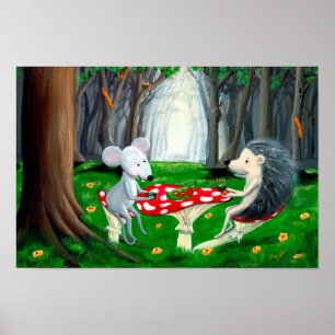 Poster L'heure du thé Pépinière de Woodland Souris et