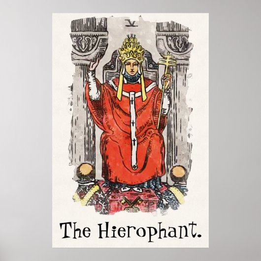 Poster L'Hierophant Majeure Arcana Tarot Carte Peinture (Devant)