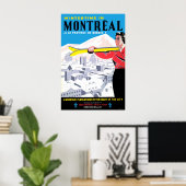 Poster L'hiver à Montréal, femme avec équipement de ski (Bureau à domicile)