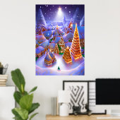 Poster L'hiver dans le village de Gingerbread | AI Art Po (Bureau à domicile)