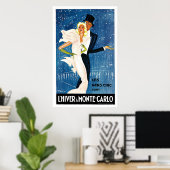 Poster L'Hiver Monte Carlo Monaco Vintage voyage (Bureau à domicile)