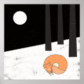 Poster L'hiver - Renard dormant - Illustration (Devant)