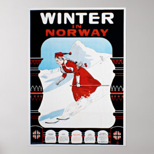 Poster L'hiver Vintage en Norvège