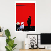 Poster L'Homme au Chapeau Blanc (Bureau à domicile)