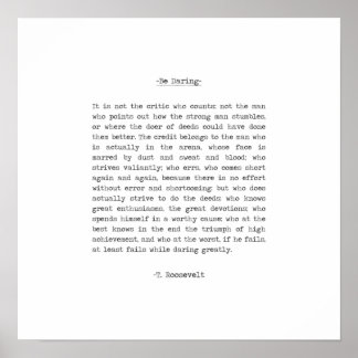 Poster L'homme dans l'arène citation de Theodore Roosevel
