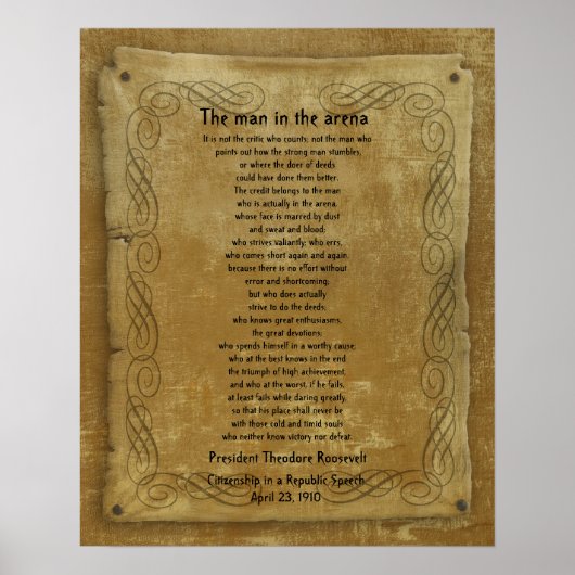 Poster "L'homme dans l'arène" Theodore Roosevelt (Devant)