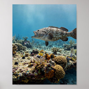Poster L'homme de Floride Gag Groupeur Récif de Corail Pê