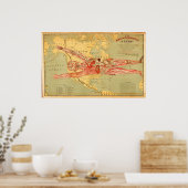 Poster L'homme du commerce Carte des États-Unis (1889) (Cuisine)