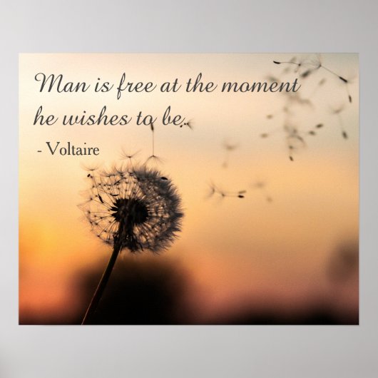 Poster L'homme est libre Citation Voltaire (Devant)