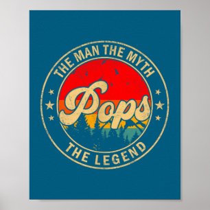 Poster L'homme Pops Mythe Légende Illustration Vintage