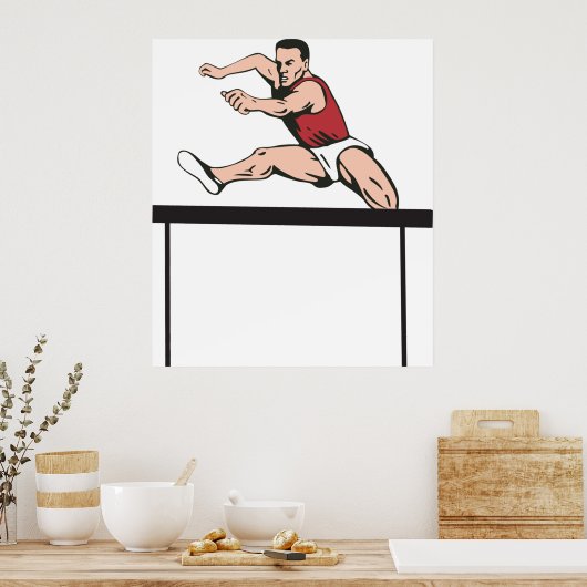 Poster L'homme saut des obstacles (Cuisine)