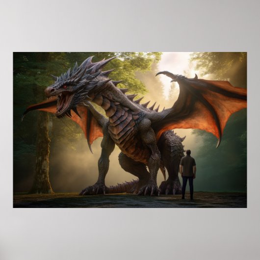 Poster L'homme se tient devant le dragon, (Devant)