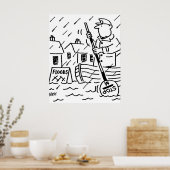 Poster L'homme sucette fait avancer un bateau à rames dan (Cuisine)