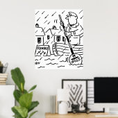 Poster L'homme sucette fait avancer un bateau à rames dan (Bureau à domicile)