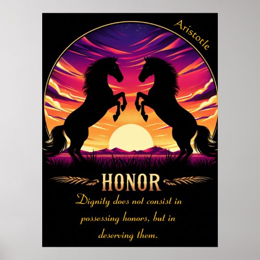 Poster L'Honneur se dresse contre le ciel embrasé du couc (Devant)