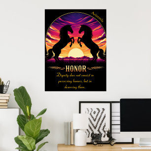 Poster L'honneur se dresse contre le ciel embrasé du couc