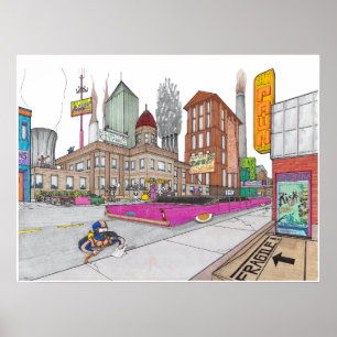 Poster L'hôtel de ville de Voltz en perspective