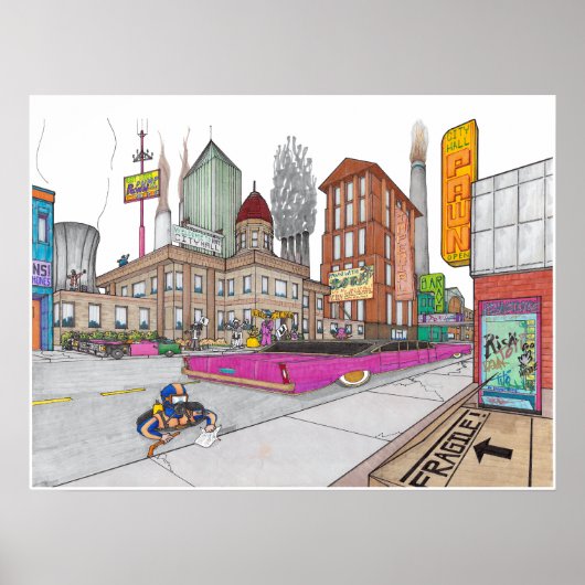 Poster L'hôtel de ville de Voltz en perspective (Devant)