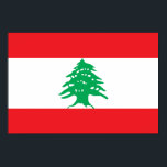 Poster Liban - Drapeau libanais<br><div class="desc">Drapeau national du Liban Le drapeau national libanais a trois bandes horizontales en rouge et blanc, et au centre se trouve un cèdre vert. Il a été adopté en 1943, et a un ratio 2:3. Notez que toute distorsion dans l'image d'aperçu est causée par des artefacts de compression et ne...</div>