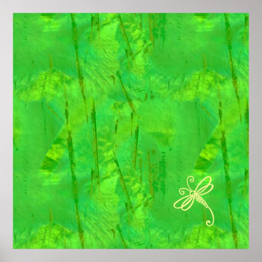 Poster Libellule Art Touché De Vert (Devant)