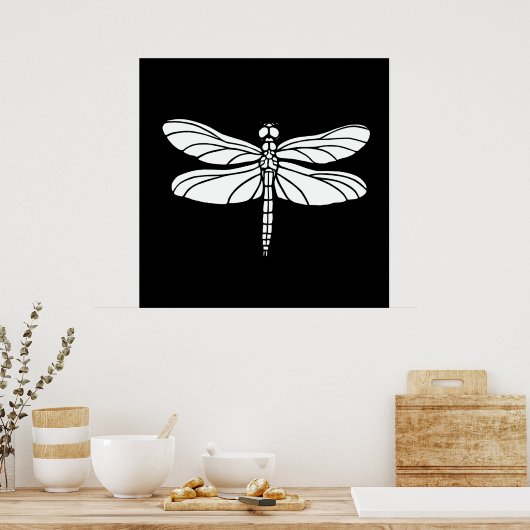 Poster libellule blanche (Cuisine)