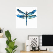 Poster libellule bleue (Bureau à domicile)