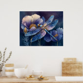 Poster Libellule bleue aux ailes dorées (Cuisine)