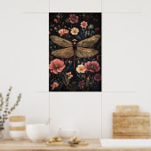 Poster Libellule Dans Un Jardin De Fleurs Sombres, Libell (Cuisine)
