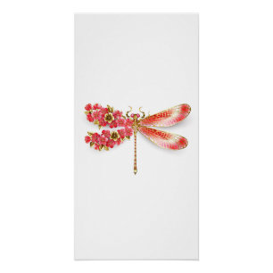 Poster libellule de fleurs avec sakura de bijoux