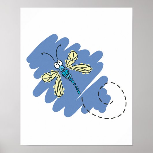 Poster libellule de gribouillis mignon (Devant)