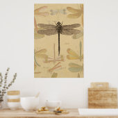 Poster Libellule Dessin Antique Classique Vintage (Cuisine)