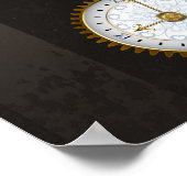 Poster Libellules Steampunk sur fond brun rayé (Coin)