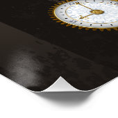 Poster Libellules Steampunk sur fond rayé marron (Coin)