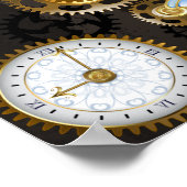 Poster Libellules Steampunk sur fond rayé marron (Coin)