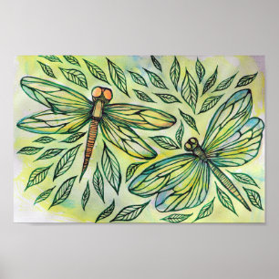 Poster Libellules vertes Amoureux des libellules