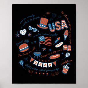 Poster Libéral 4 juillet Patriotique Subtil Coquette Anti