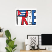 Poster Libérer Cuba (Bureau à domicile)