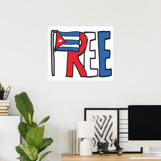 Poster Libérer Cuba (Bureau à domicile)