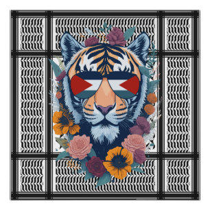 Poster Libérez la Palestine ARABE AVEC CARTE tigre
