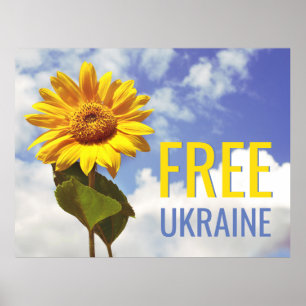 Poster Libérez Ukraine Bleu Yellow Sunflower Paix