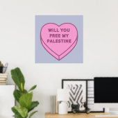 Poster Libérez-vous ma Palestine ? Cute Candy Coeur doux (Bureau à domicile)