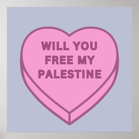 Poster Libérez-vous ma Palestine ? Cute Candy Coeur doux (Devant)