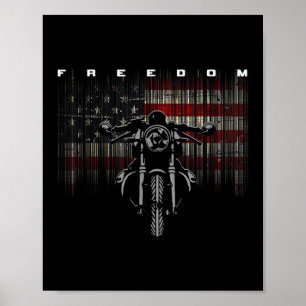 Poster Liberté de la moto drapeau américain
