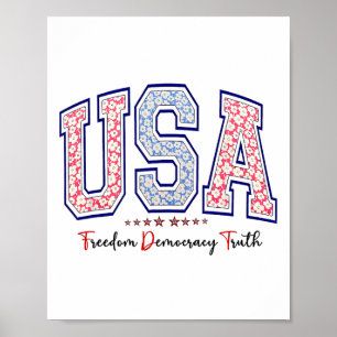 Poster Liberté Démocratie Vérité États-Unis Anti-trump 4