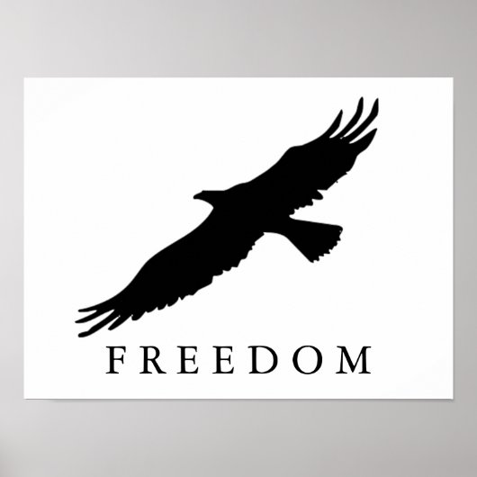 Poster Liberté Motivationnelle Aigle Landing Black White  (Devant)